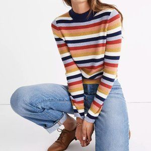 Madewell stripemockneck pullover sweater | XS
